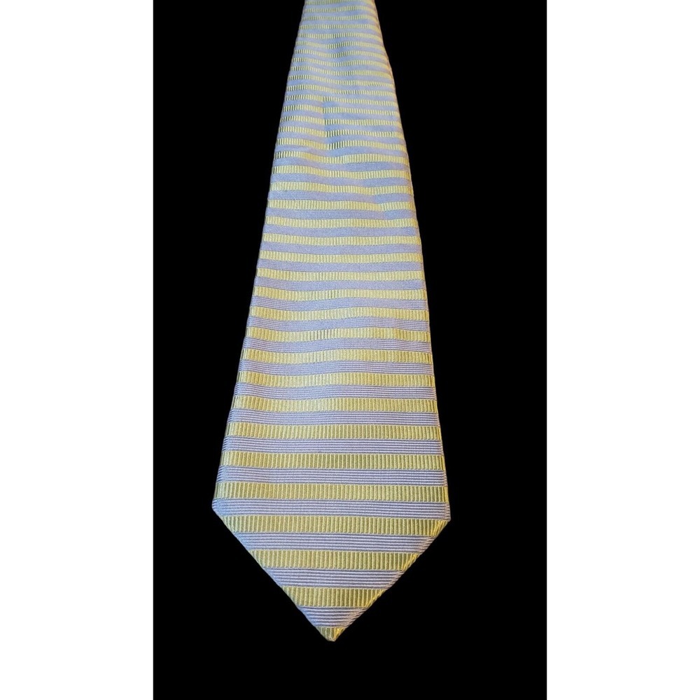 Gianni‎ Long Made In Italy Tie Hand Made 100% Silk Yellow Striped Necktie